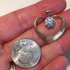 GORG 14K HEART PENDANT W LARGE MOISSANITE  STONE